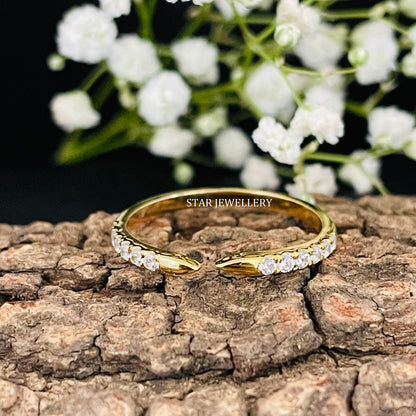 14K Solid Gold Pave Set Diamond Claw Ring