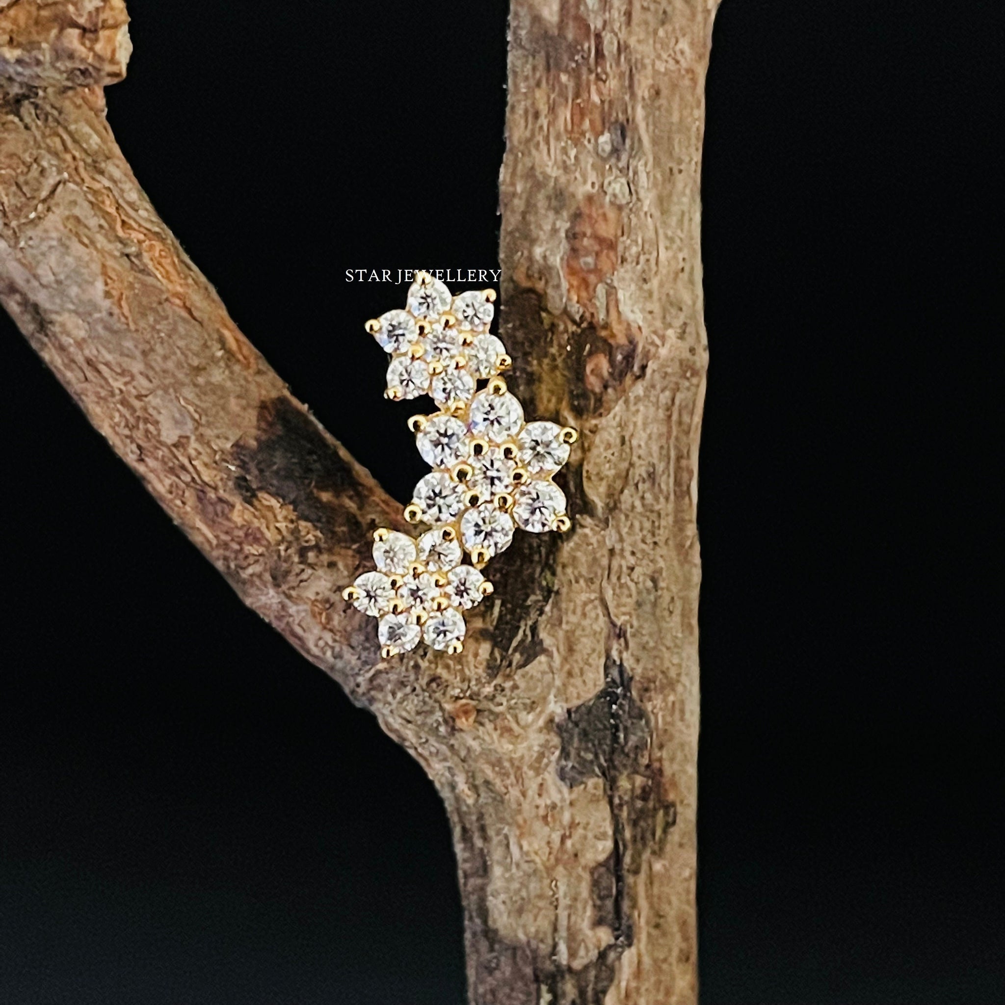 Natural Diamond Solid Gold Ear Climber