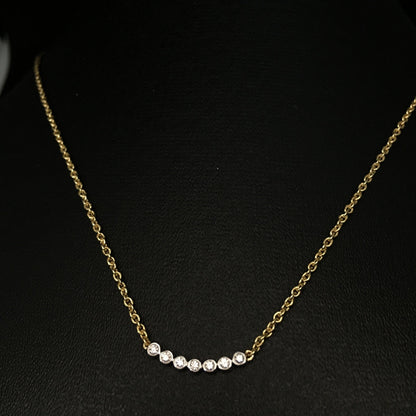 14K Gold Seven Round Cut Diamond Row Pendant Necklace