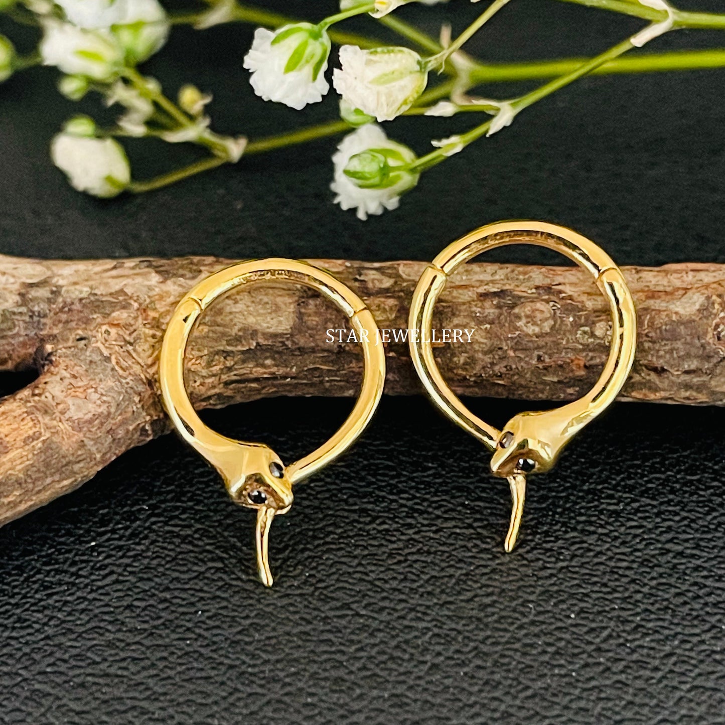 14K Solid Gold Snake Daith Piercing