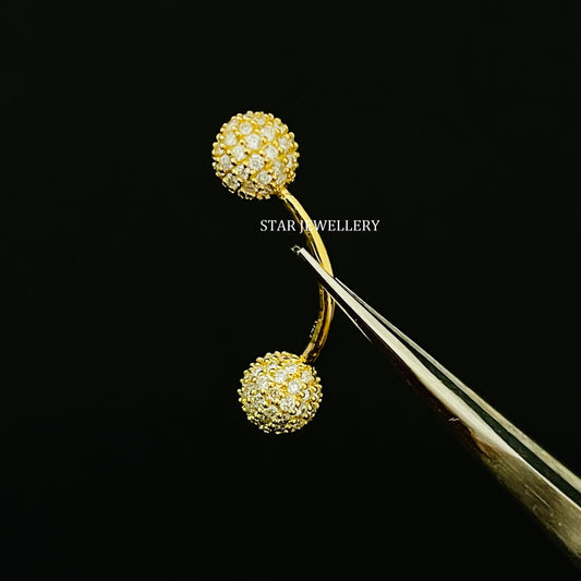 14K Solid Gold Diamond Ball Belly Button Piercing