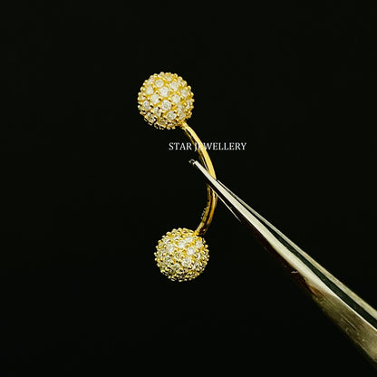 14K Gold Diamond Ball Barbell Piercing: 5mm Bead