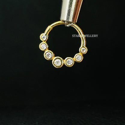 14K Solid Gold Bezel Set Diamond Daith Clicker