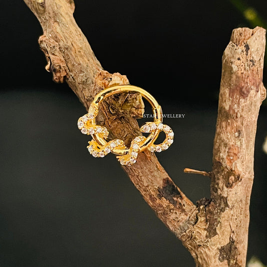 14K Solid Gold Diamond Snake Daith Piercing