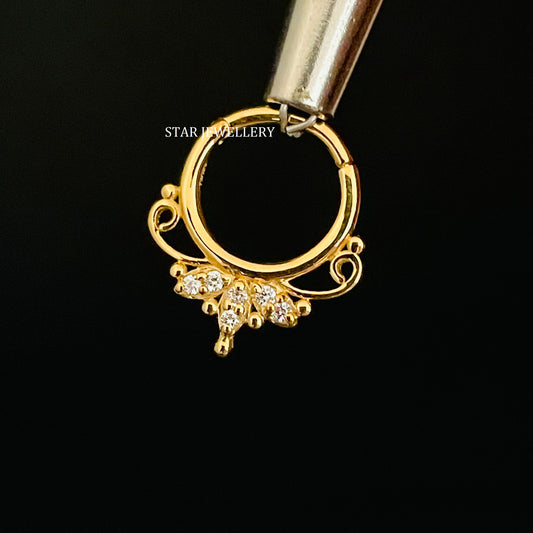 14K Solid Gold Marquise Shape Diamond Daith Piercing