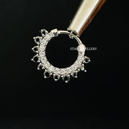 Septum Nose Ring in 14K Solid Gold with Black Diamond