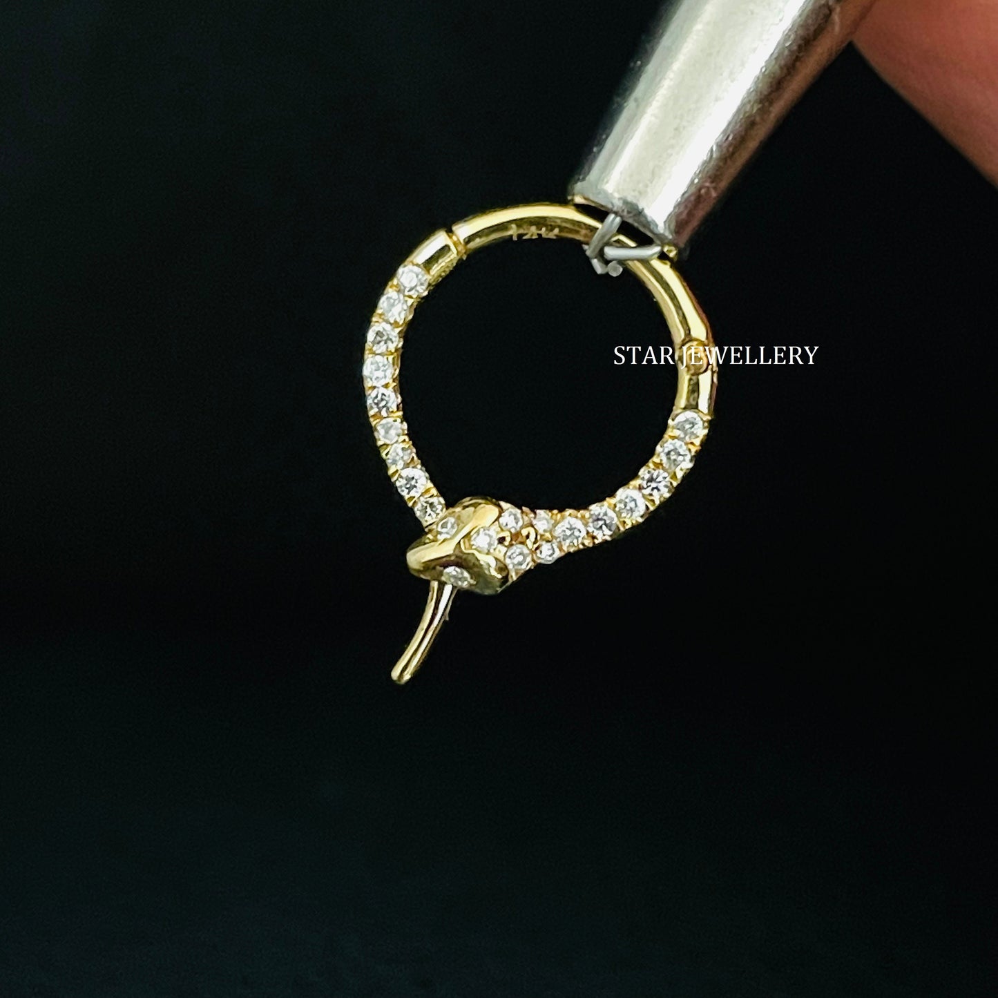 Solid Gold Diamond Snake Septum Clicker Piercing