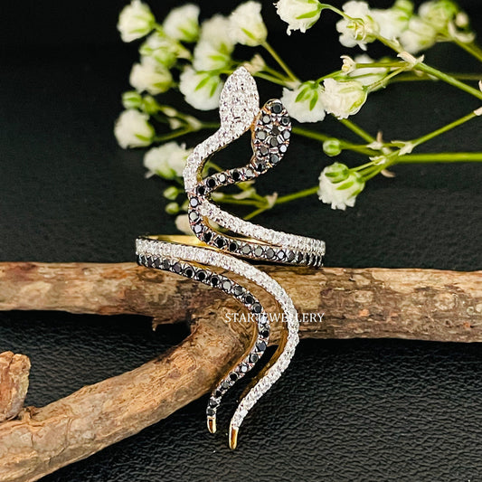 Antique Natural Diamond Twin Snake Ring