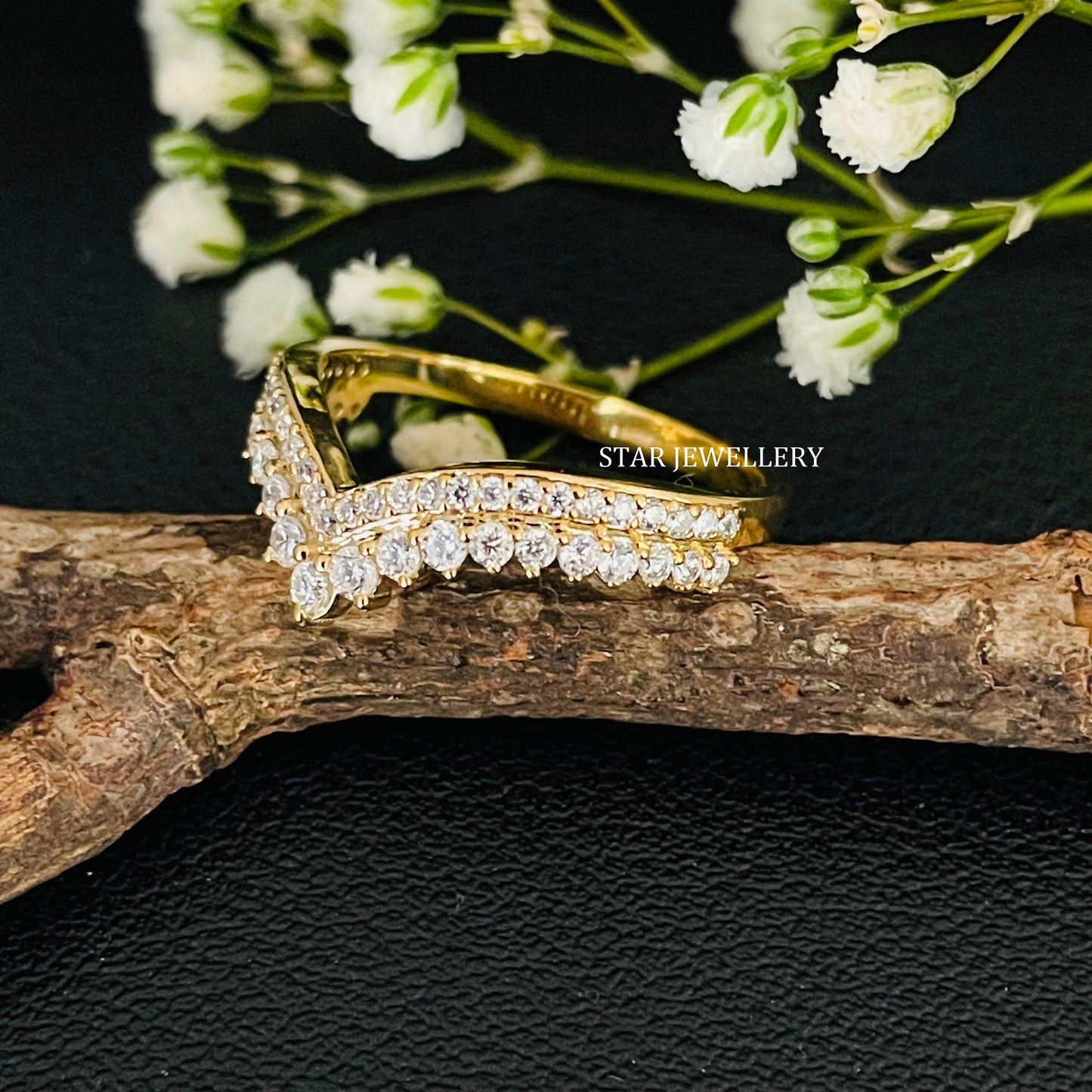 14K Solid Gold Natural Diamond Matching Band for Solitaire Engagement Ring