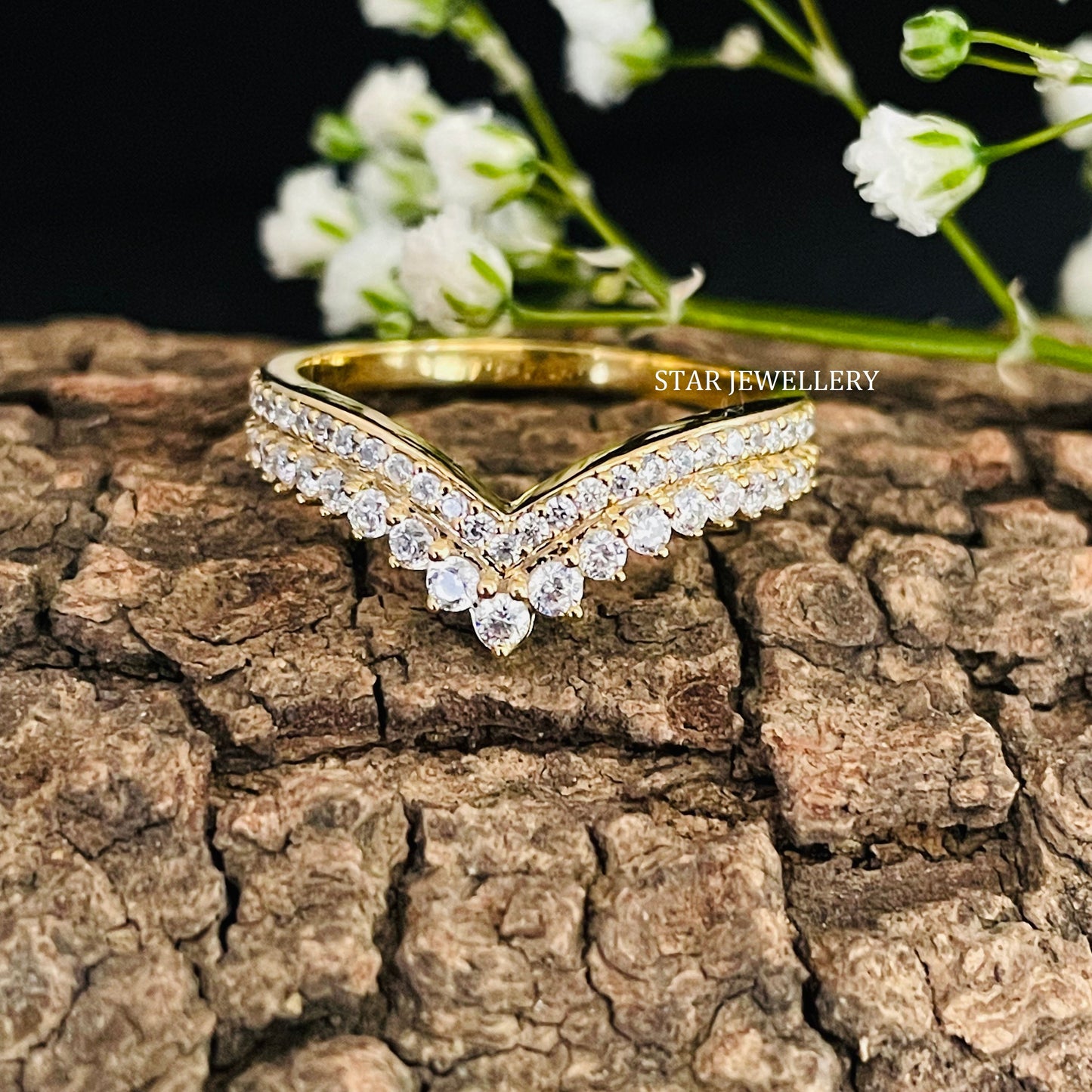 14K Solid Gold Natural Diamond Matching Band for Solitaire Engagement Ring