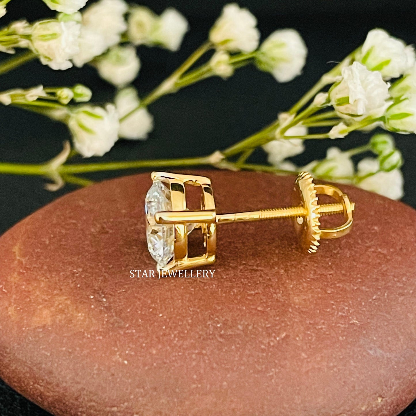 1.00 Ct Solitaire Moissanite Stud Earring