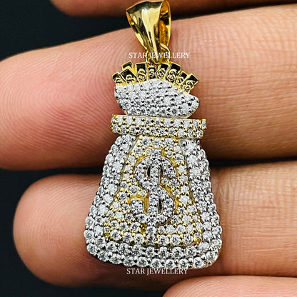 VVS Moissanite Iced out Money Bag Pendant