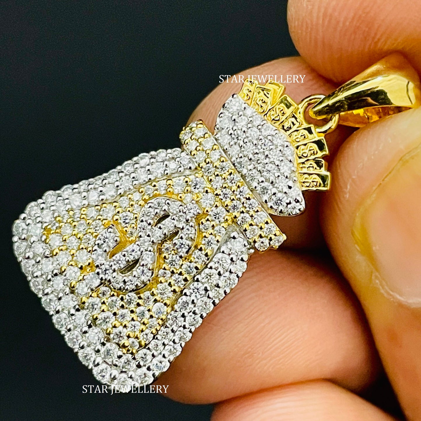 VVS Moissanite Iced out Money Bag Pendant