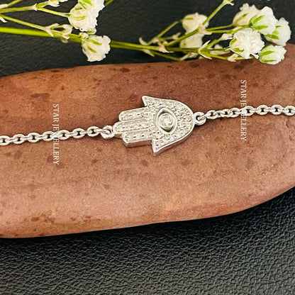 Solid Gold Natural Diamond Hamsa Bracelet