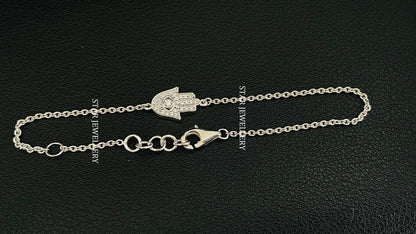 Solid Gold Natural Diamond Hamsa Bracelet
