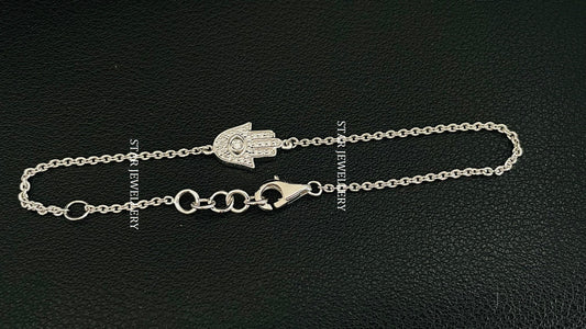Solid Gold Natural Diamond Hamsa Bracelet