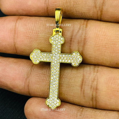 Delicate Natural Diamond Cross Pendant