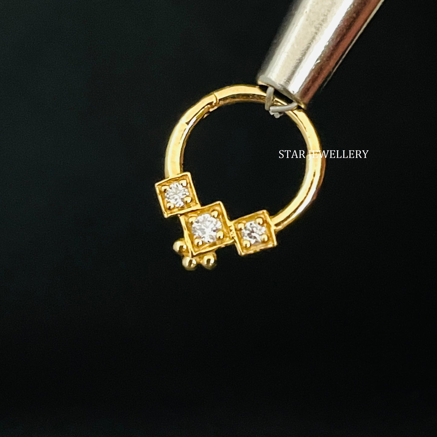 Genuine Diamond Trio Stone Septum Clicker