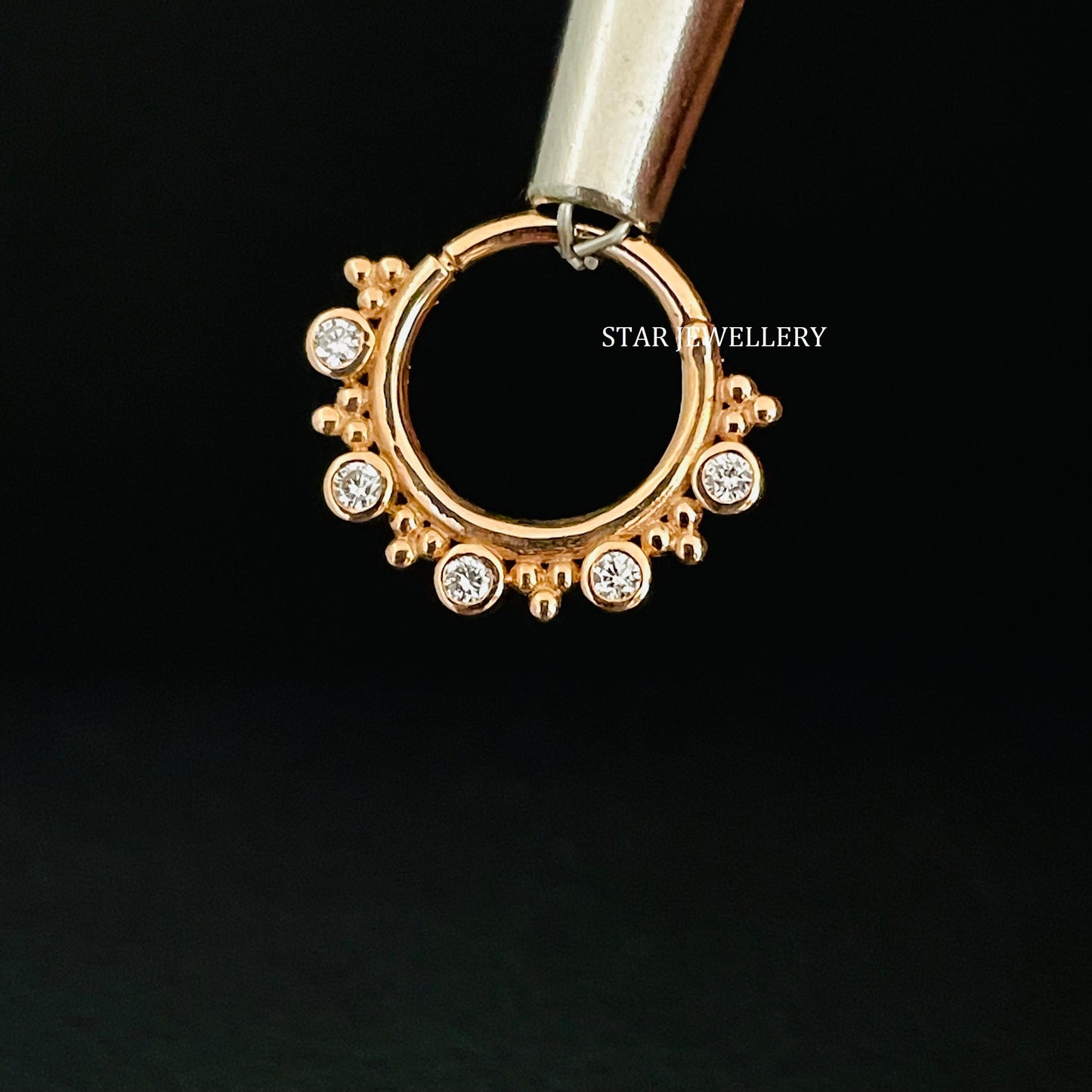 Bezel Set Natural Diamond Daith Piercing