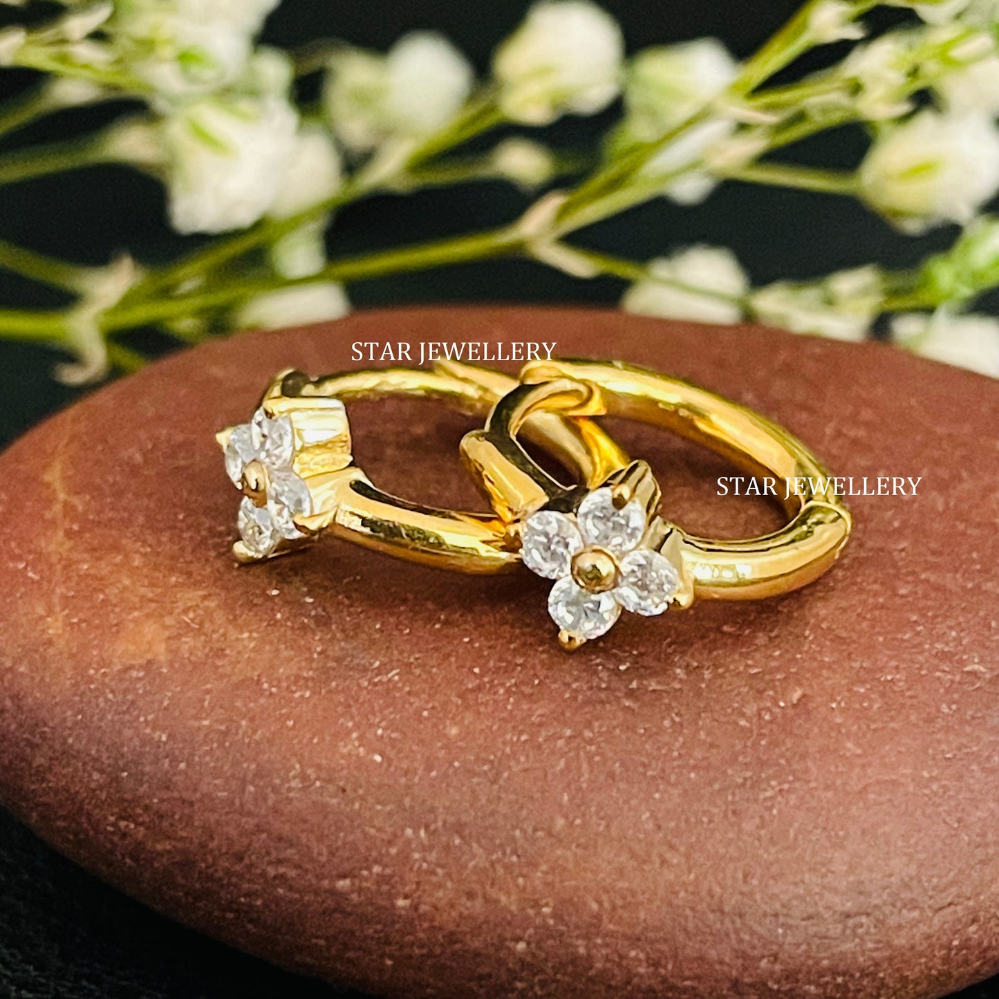 Four Stone Natural Diamond Huggie Hoop Earring