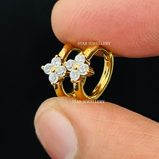 Four Stone Natural Diamond Huggie Hoop Earring