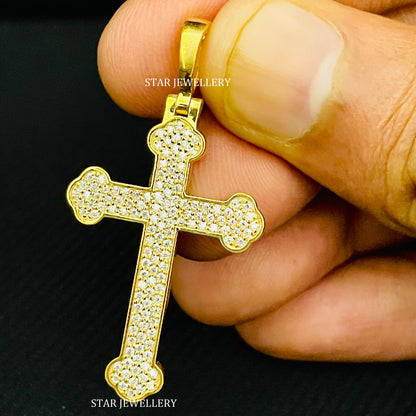 Delicate Natural Diamond Cross Pendant