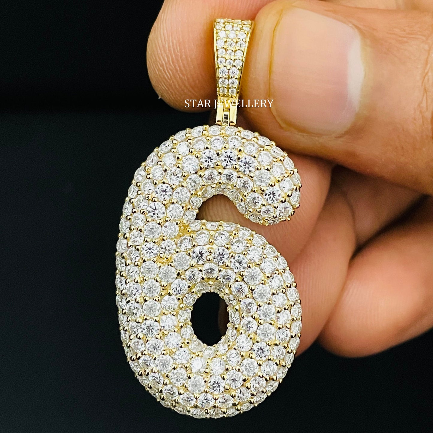 Bubble Number Moissanite Pendant