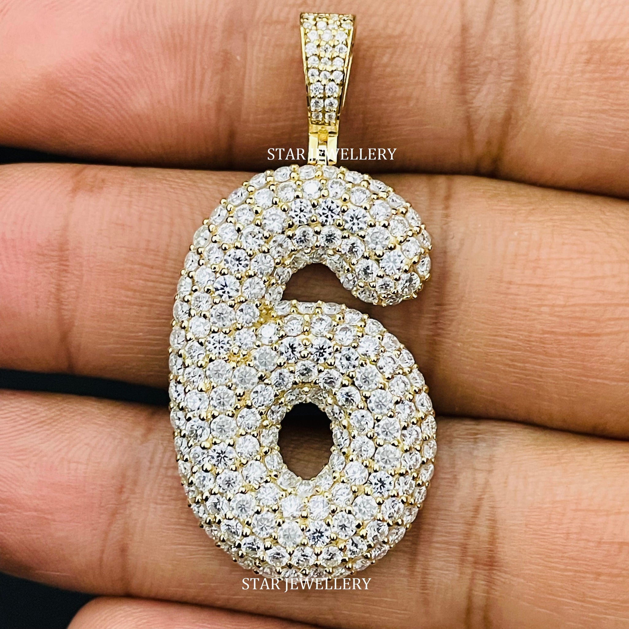 Bubble Number Moissanite Pendant