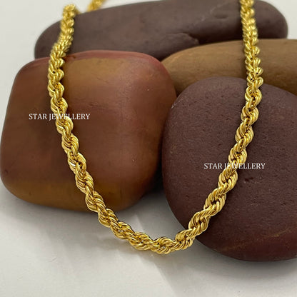 18K Gold Rope Chain for Pendants