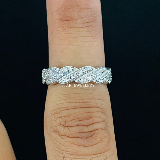 14K Solid Gold Pave Set Twist Diamond Ring