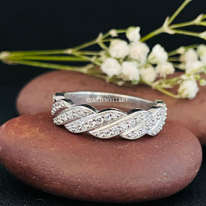 14K Solid Gold Pave Set Twist Diamond Ring