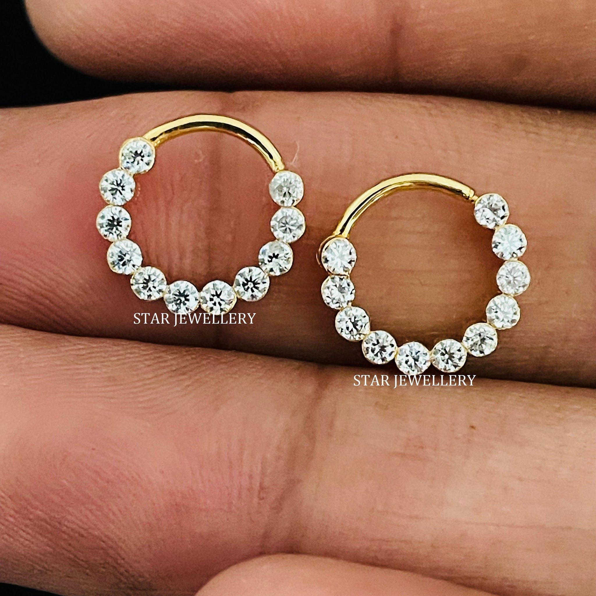 Solid Gold Invisible Set Natural Diamond Septum Piercing for her