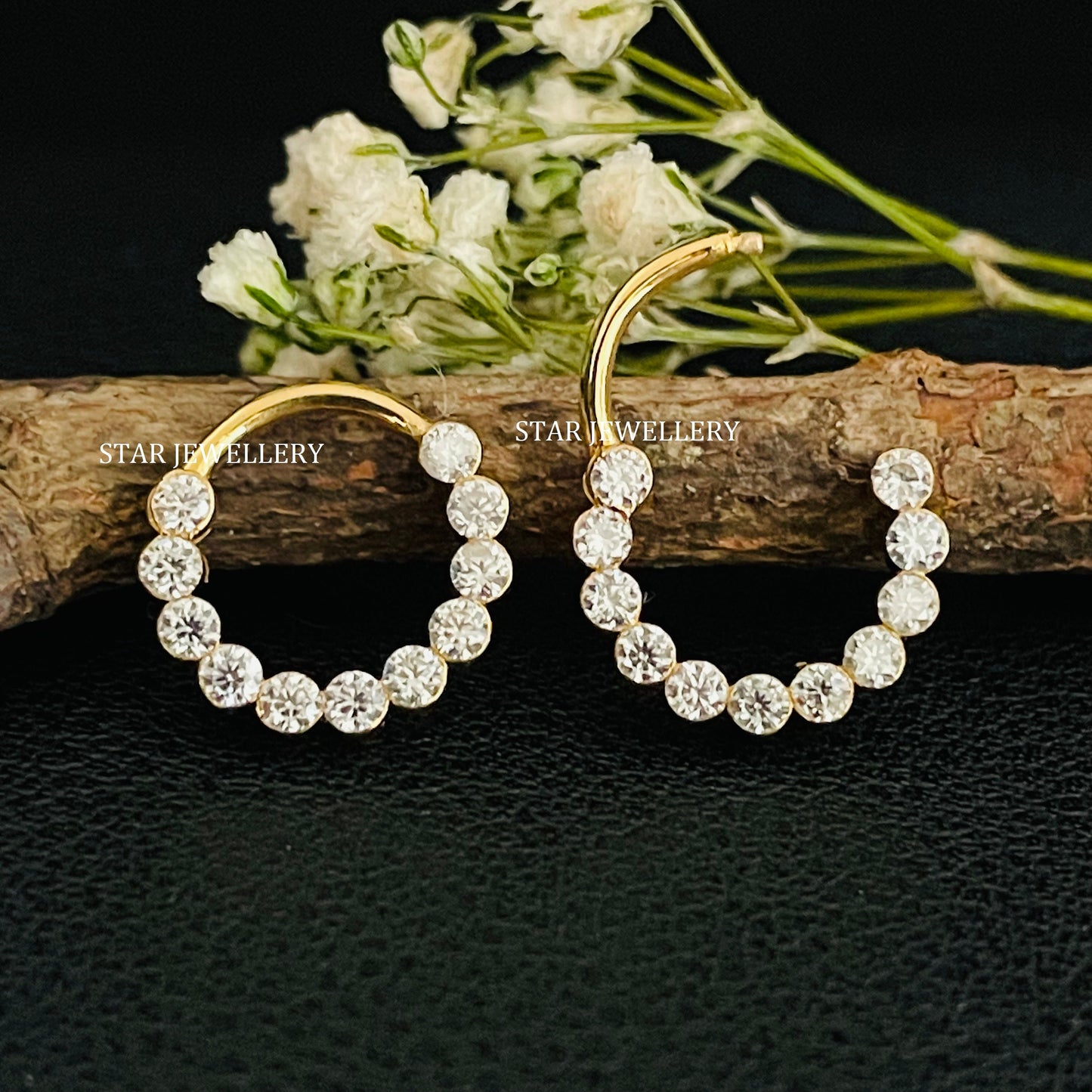 14K Solid Gold Invisible Set Natural Diamond Daith Clicker