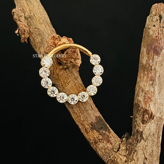 14K Solid Gold Invisible Set Natural Diamond Daith Clicker