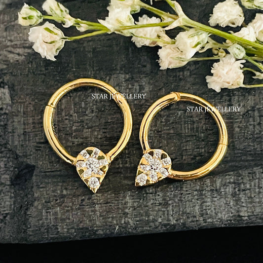 14K Solid Gold Natural Diamond Pear Shape Septum Piercing