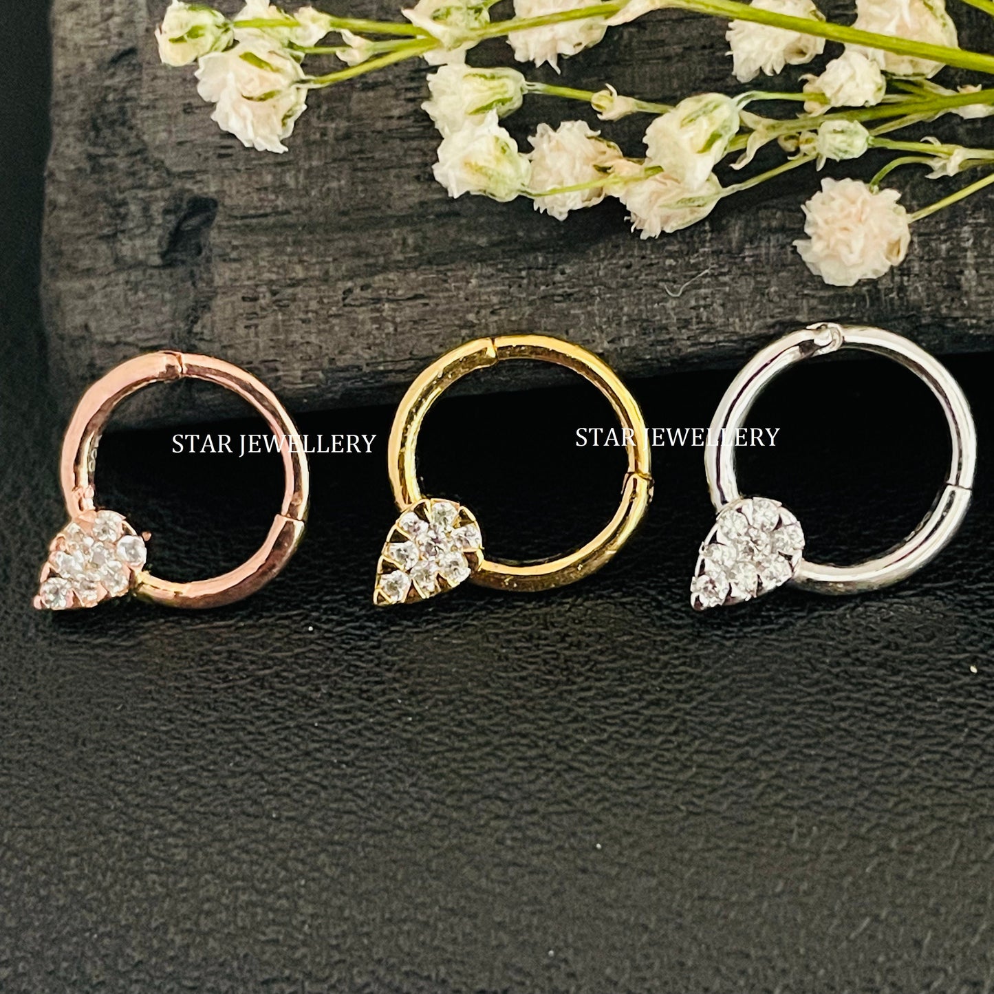 14K Solid Gold Natural Diamond Pear Shape Septum Piercing