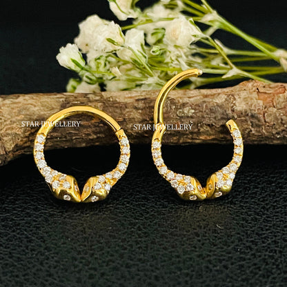 Natural Diamond Dual Snake Septum Piercing