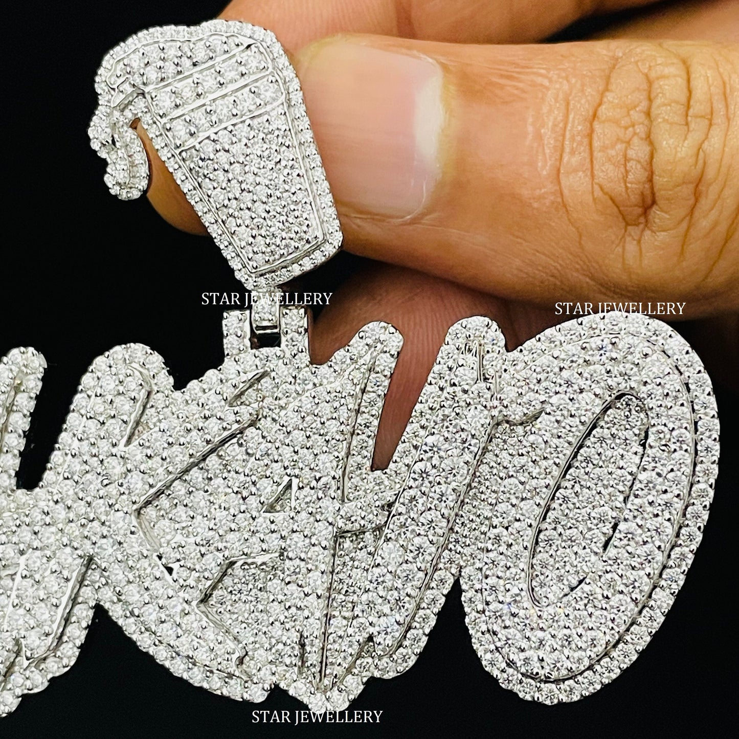 Custom Letter Name VVS Moissanite Icedout Pendant