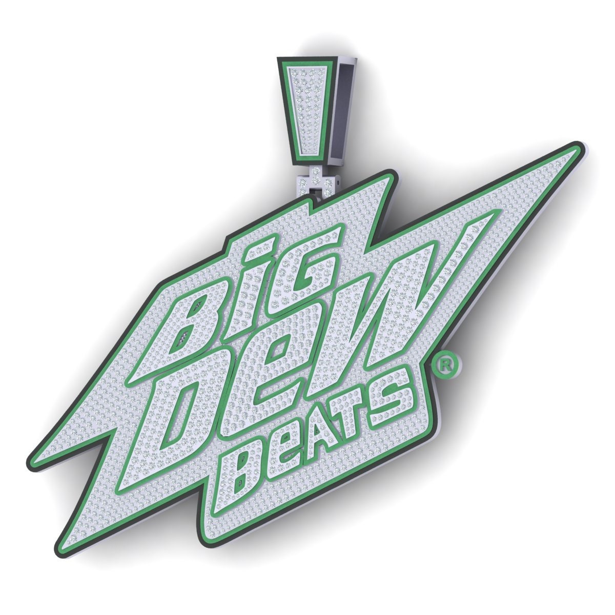 VVS Moissanite Custom Logo Pendant with Neon Green Night Glow Enamel