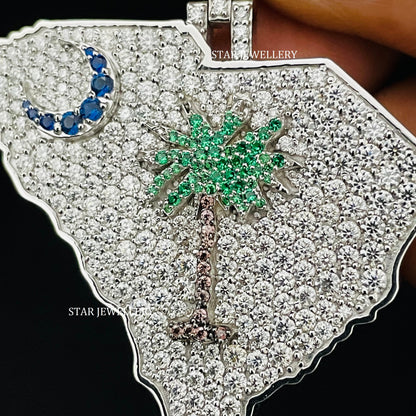 VVS  Moissanite South Carolina Flag Pendant