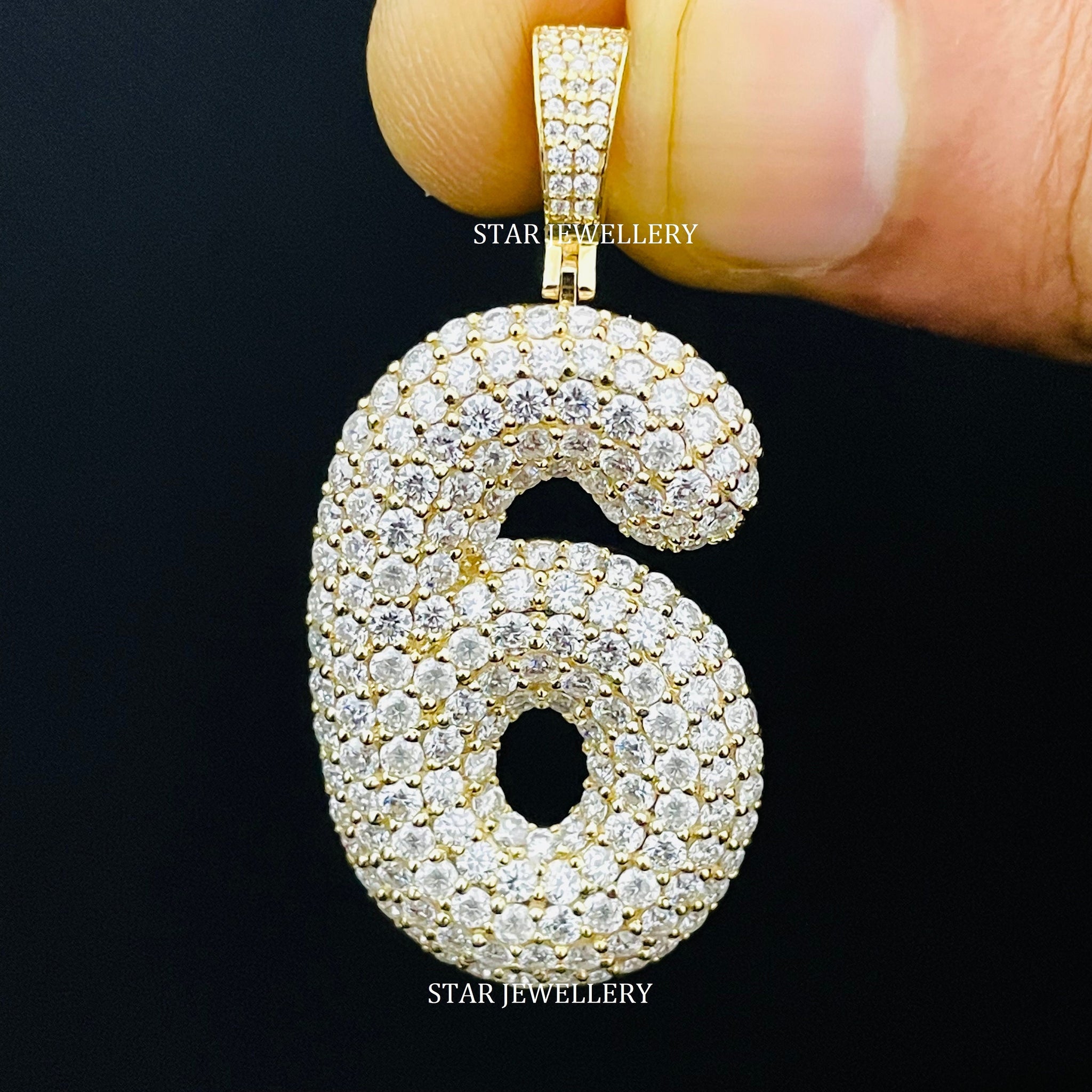 Bubble Number Moissanite Pendant