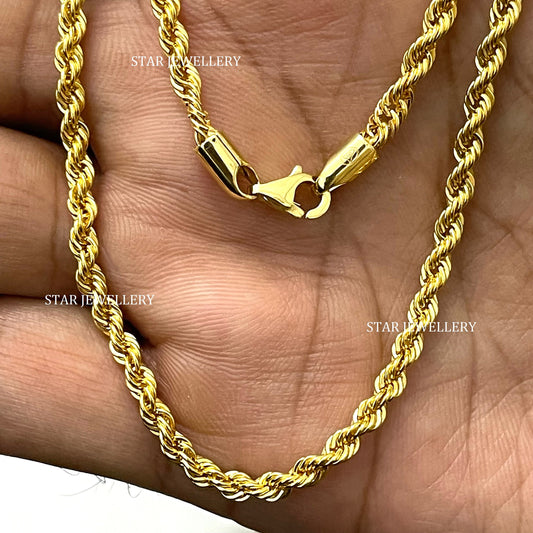 18K Gold Rope Chain for Pendants