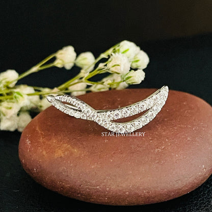 Natural Diamond 14K Solid Gold Twist Shape Ear Climber