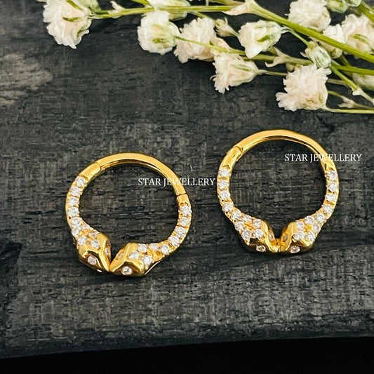 Natural Diamond Dual Snake Septum Piercing