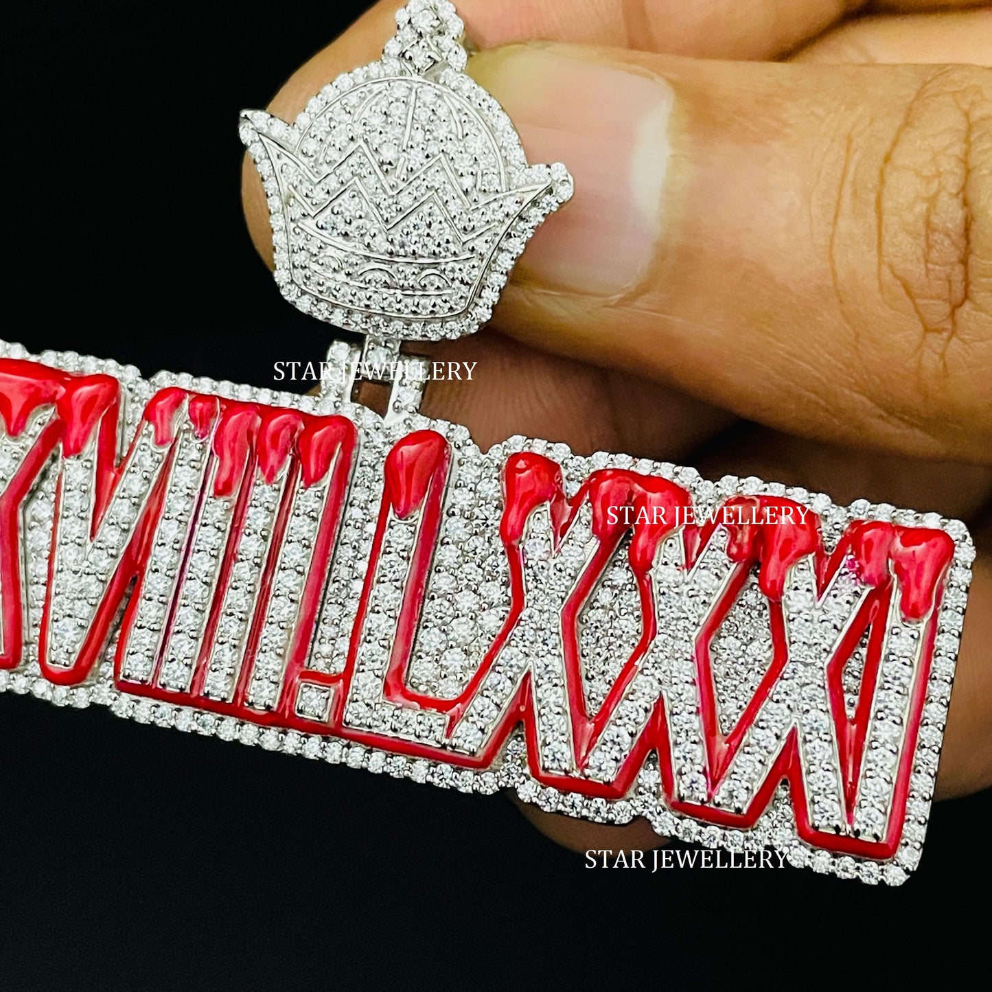 Custom Roman Date Icedout Pendant for Birthdate, Anniversary.