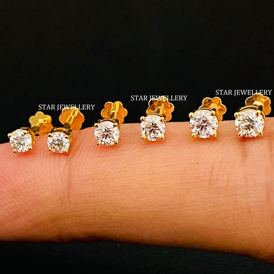 14K Solid Gold Lab Grown Diamond Stud Earring