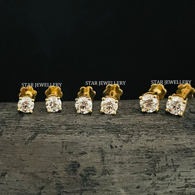 14K solid gold lab-grown diamond stud earring