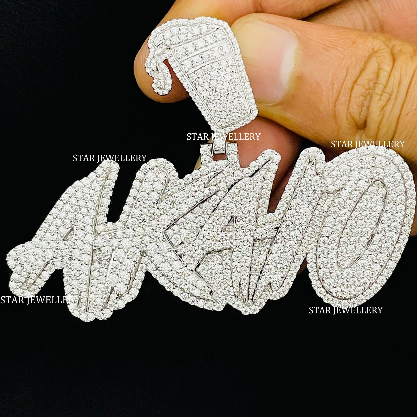 Custom Letter Name VVS Moissanite Icedout Pendant