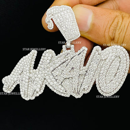 Custom Letter Name VVS Moissanite Icedout Pendant