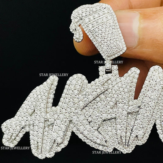 Custom Letter Name VVS Moissanite Icedout Pendant